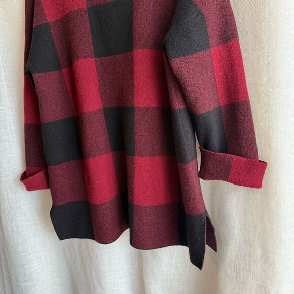 Max Studio Buffalo Plaid Mock Neck Sweater Size L Cozy Fall Layer Check Capsule - Picture 4 of 14